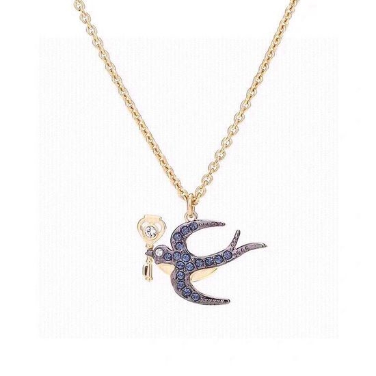 Swarovski Key and Swallow Design Pendant Necklace