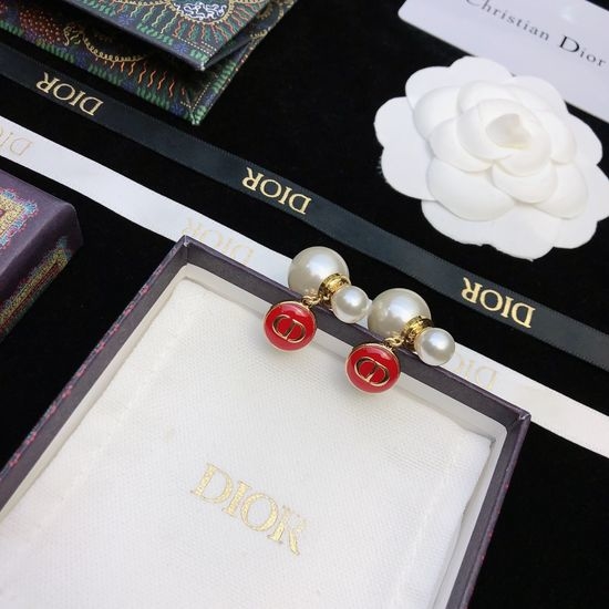 Christian Dior CD Fashion Crystal Inlaid Stud Earrings