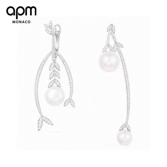 Apm monaco Asymmetric Leaf Freshwater Pearl Earrings