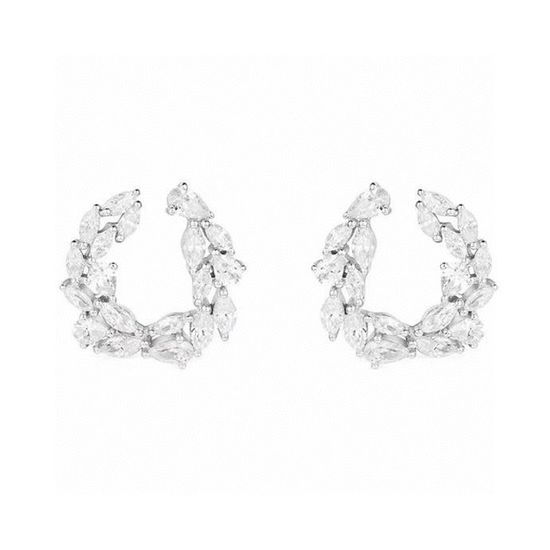 Apm monaco Horseshoe Flower Hoop Stud Earrings