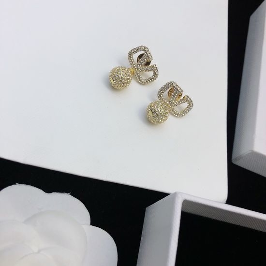 Valentino Diamond Inlaid Elegant Stud Earrings
