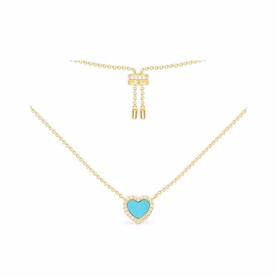 Apm monaco Blue Heart Diamond Pendant Necklace