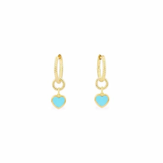 Apm monaco Sky Blue Heart Double Hoop Earrings