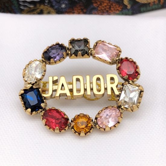 Christian Dior CD Colorful Crystal Letter Brooch