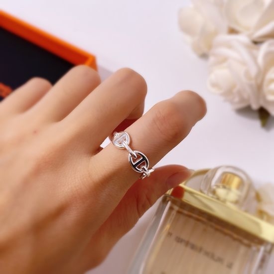 Hermes S925 Silver Glossy Pig Nose Ring