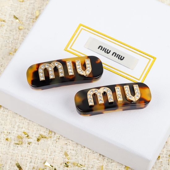 Miu Miu Crystal Decor Hair Clips Delicate Workmanship