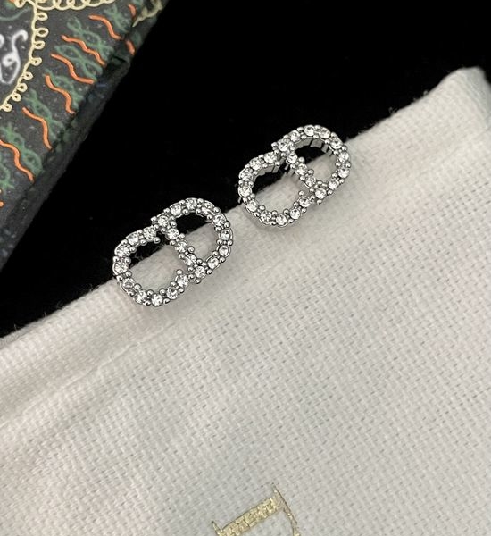 Christian Dior CD Mini Rhinestone Stud Earrings