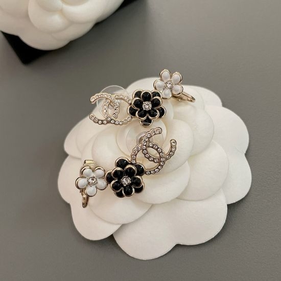 Chanel Camellia Design Clip On Earrings