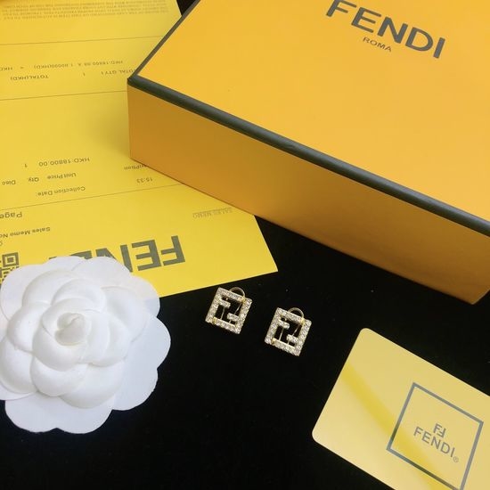 Fendi Delicate Brass Stud Earrings for Casual Outfits