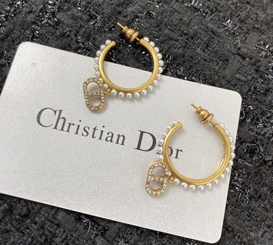 Christian Dior CD Premium Stud Earrings Fine Workmanship
