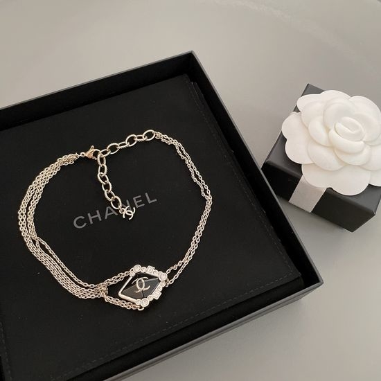 Chanel Rhinestone Multi Layer Chain Necklace