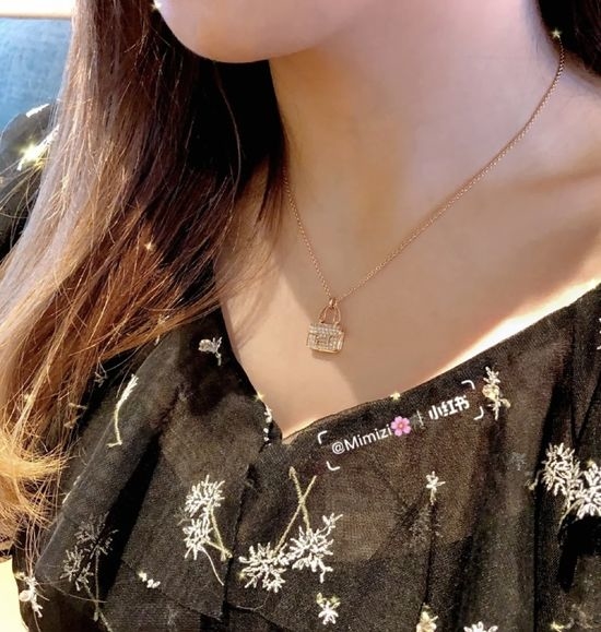 Hermes Gold Material Lock Pendant Necklace