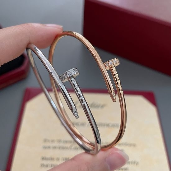 Cartier Narrow Diamond Nail Bangle 18K Gold Plated