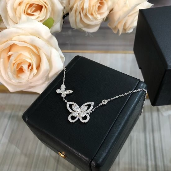 Graff Butterfly Shape Gem Pendant Necklace