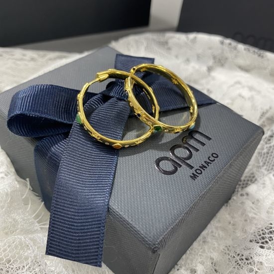 Apm monaco Color Stone Medium Hoop Earrings