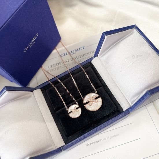 Chaumet Cross Mother of Pearl Pendant Necklace
