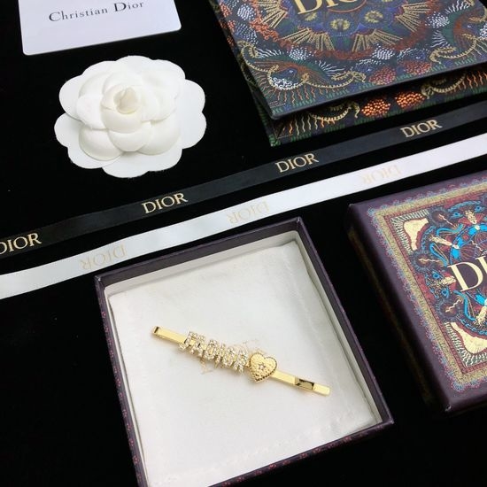 Christian Dior CD Elegant Rhinestone Pearl Hair Clip