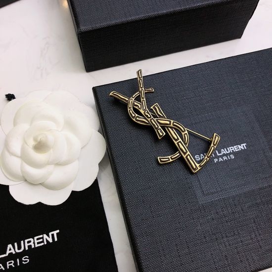 Yves Saint Laurent YSL Elegant Single-Row Diamond Brooch