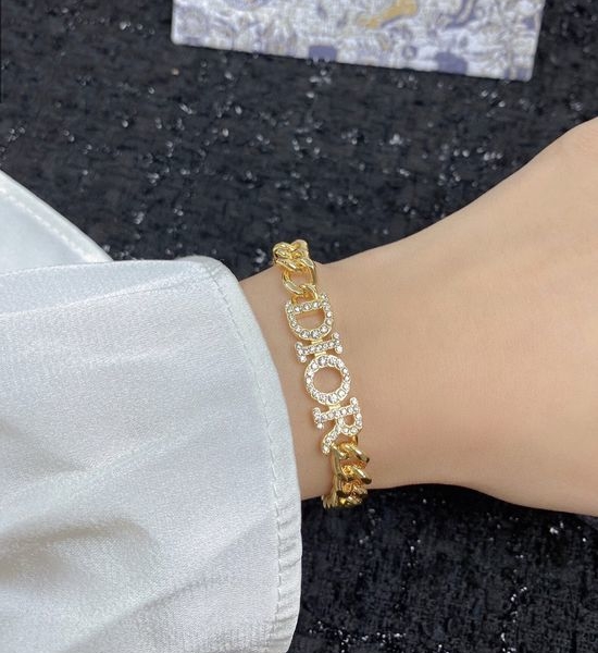 Christian Dior CD Thick Chain Logo Bracelet Vintage Style