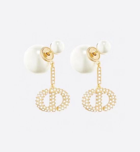 Christian Dior CD Letter Logo Metal Earrings