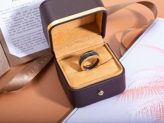 Bottega Veneta BV Matte Black Ceramic Ring Fine Carving Craft
