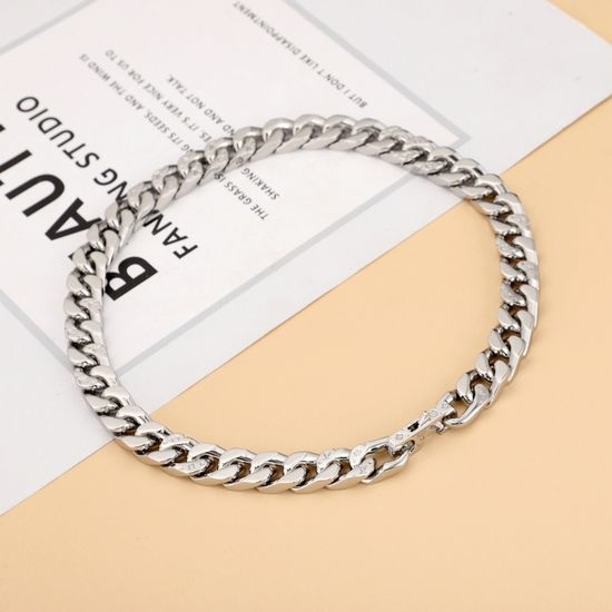 Louis Vuitton LV Engraved Monogram Silver Chain Necklace
