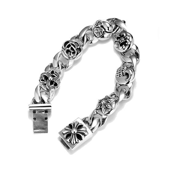 Chrome Hearts Highest Version Cross Pendant Chain Bracelet