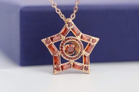 Swarovski Full Diamond Star Red Heart Necklace