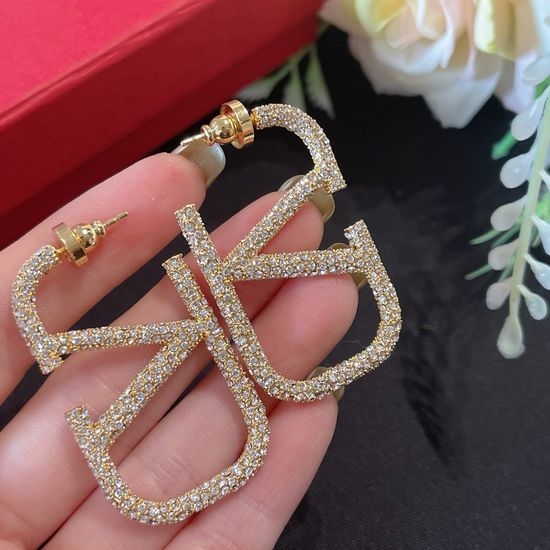Valentino Sparkling Rhinestone Logo Earrings