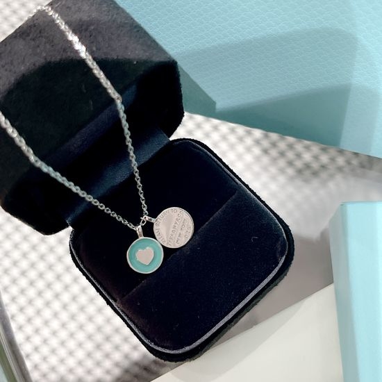 Tiffany & Co. Enamel Heart Double Pendant Necklace