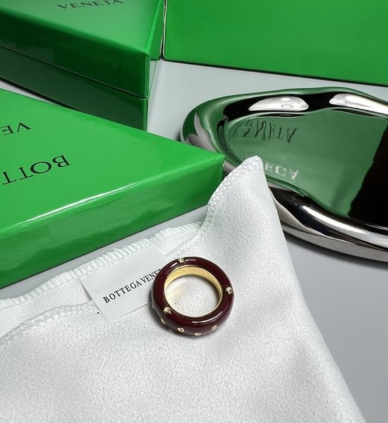 Bottega Veneta BV 18K Gold Silver Plated Enamel CZ Ring