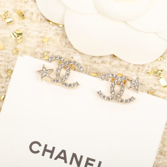 Chanel Crystal Inlaid Star Stud Earrings