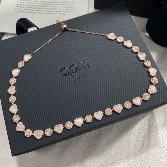 Apm monaco APM Pink Mother-of-Pearl Heart Adjustable Necklace