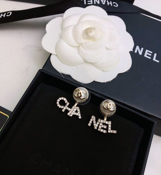 Chanel Diamond Accent Pearl Stud Earrings