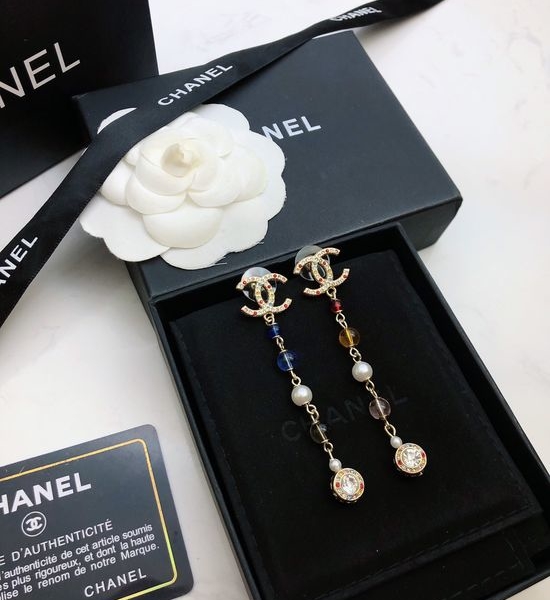 Chanel Sparkling Crystal Decorative Drop Earrings