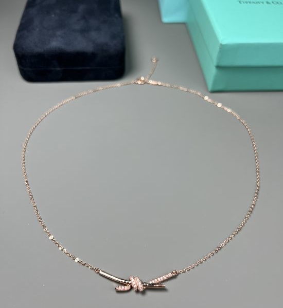 Tiffany & Co. Rose Gold Diamond Knot Necklace