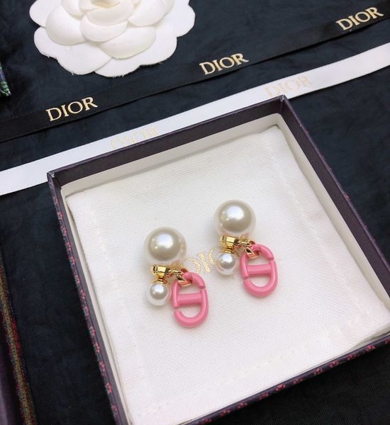 Christian Dior CD Delicate Heart Pearl Stud Earrings