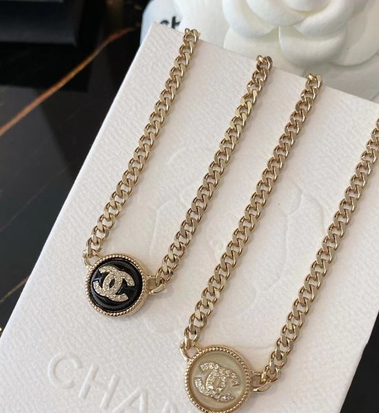 Chanel Two Tone Ball Button Short Necklace