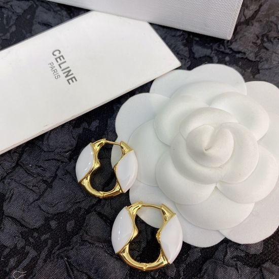 Celine Enamel Round Earrings Cool Stylish Accessory
