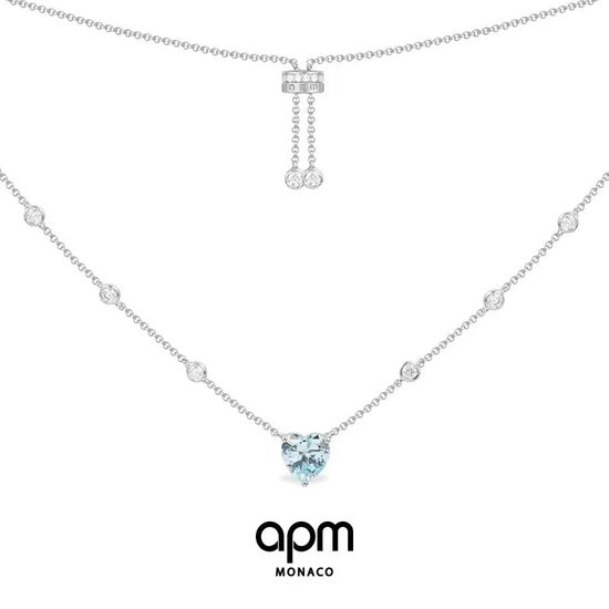 Apm monaco Colorful Zircon Heart Shape Pendant Necklace
