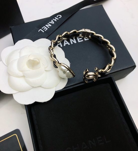 Chanel Premium Leather Accent Statement Bangle