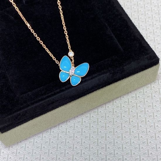 Van Cleef & Arpels VCA Turquoise Butterfly Pendant Necklace