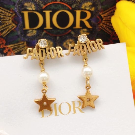 Christian Dior CD Tassel Star Pearl Stud Earrings