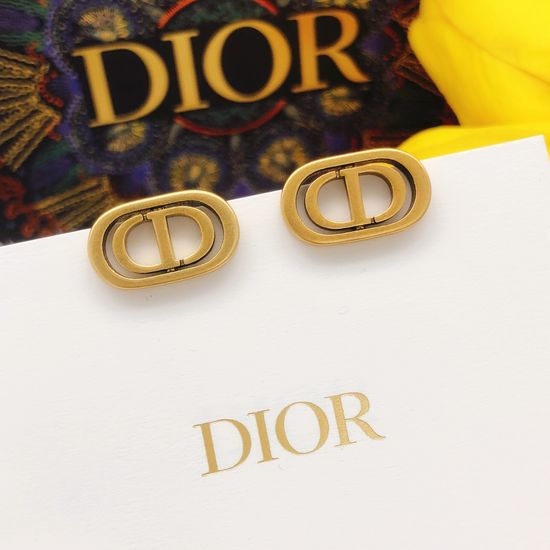 Christian Dior CD Pig Nose Glossy Stud Earrings Allergy Resistant