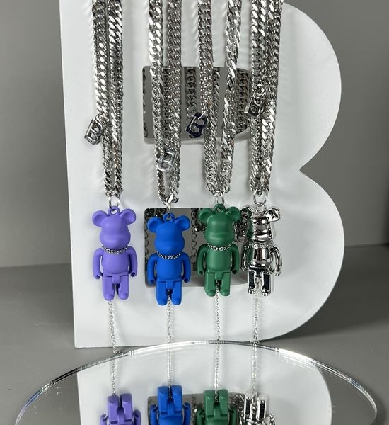 Balenciaga Letter Bear Pendant Chunky Chain Necklace