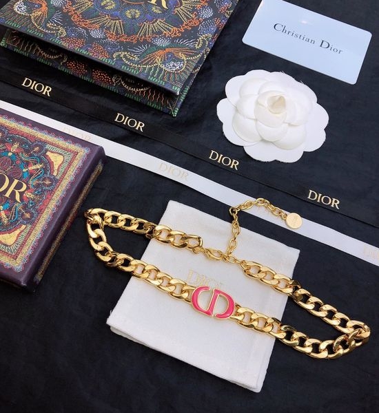Christian Dior CD Gold Textured Bracelet And Necklace