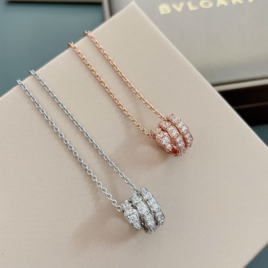 Bvlgari Paved Snake Bone Pendant Necklace