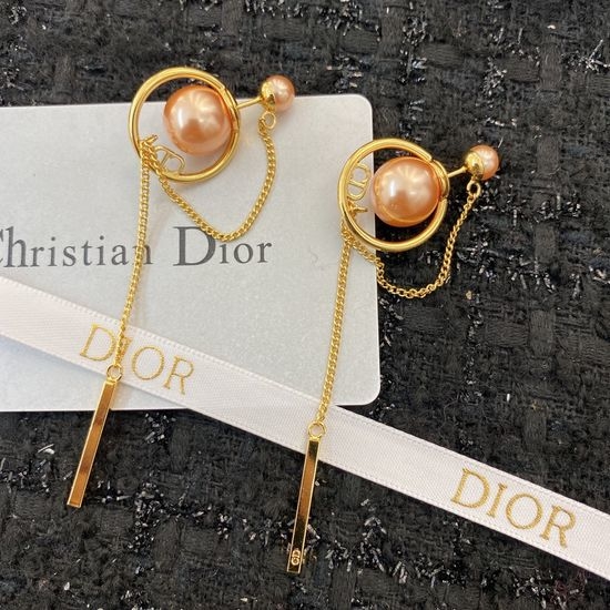 Christian Dior CD Faux Pearl Minimalist Stud Earrings