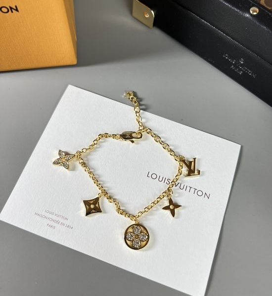 Louis Vuitton LV Crystal Embellished Charm Bracelet