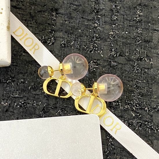 Christian Dior CD Jelly Ball Decor Stud Earrings